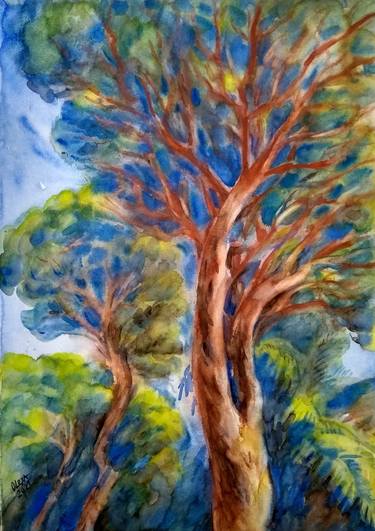 Original Expressionism Tree Paintings by Natalia Oleksiienko-Fardelli
