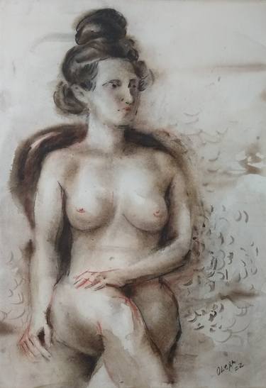 Original Expressionism Nude Drawings by Natalia Oleksiienko-Fardelli