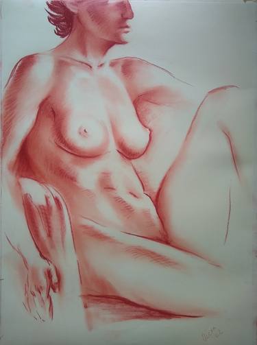 Original Figurative Nude Drawings by Natalia Oleksiienko-Fardelli