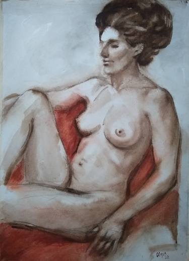 Original Expressionism Nude Drawings by Natalia Oleksiienko-Fardelli