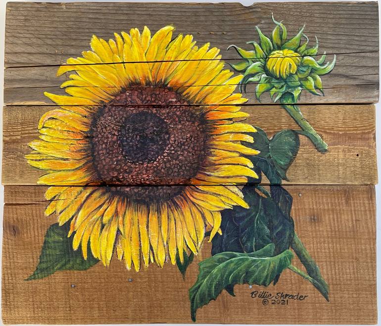 sunflower bud painting