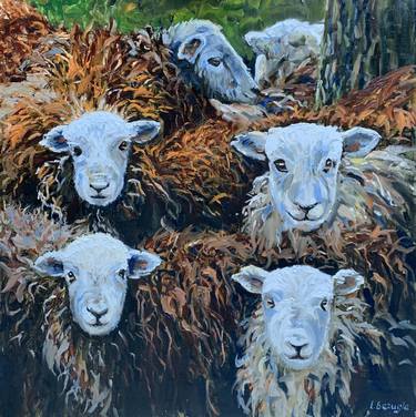 Georgian sheep. Animals in the nature. Oil on canvas thumb