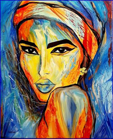 Original Abstract Portrait Painting by Ibolya Valo