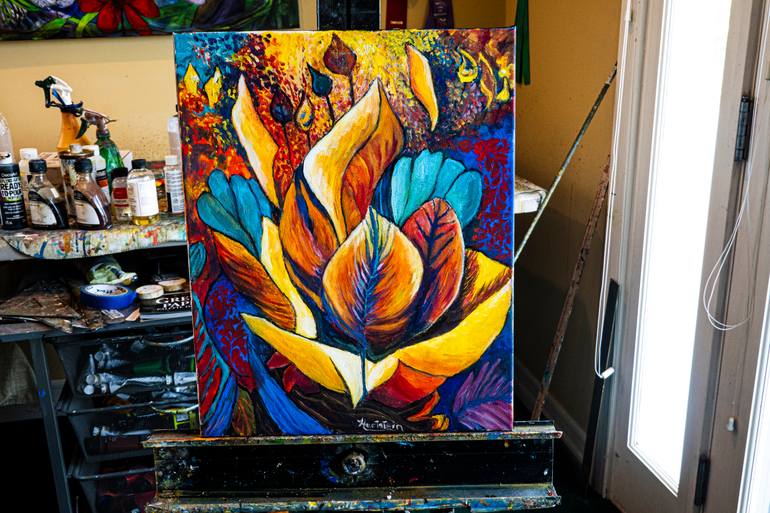 Original Abstract Expressionism Floral Painting by Michael Hartstein