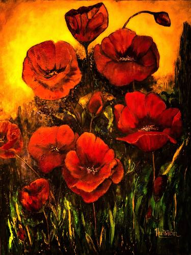 Original Abstract Expressionism Floral Paintings by Michael Hartstein