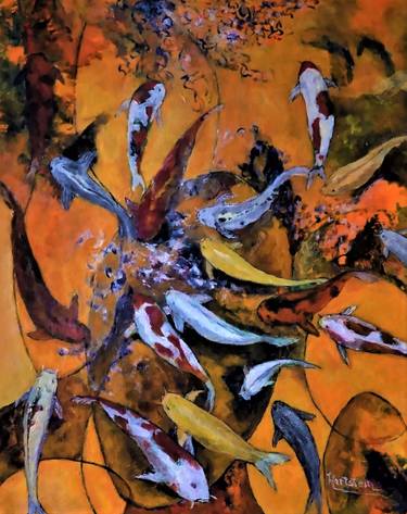 Original Abstract Expressionism Fish Paintings by Michael Hartstein