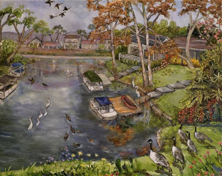 Original Nature Painting by Michael Hartstein | Impressionism Art on Canvas | Life on the Lake