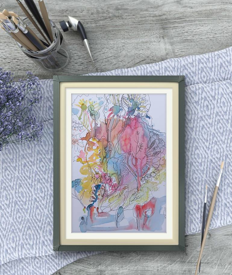 Original Abstract Floral Drawing by Iryna Kindritska