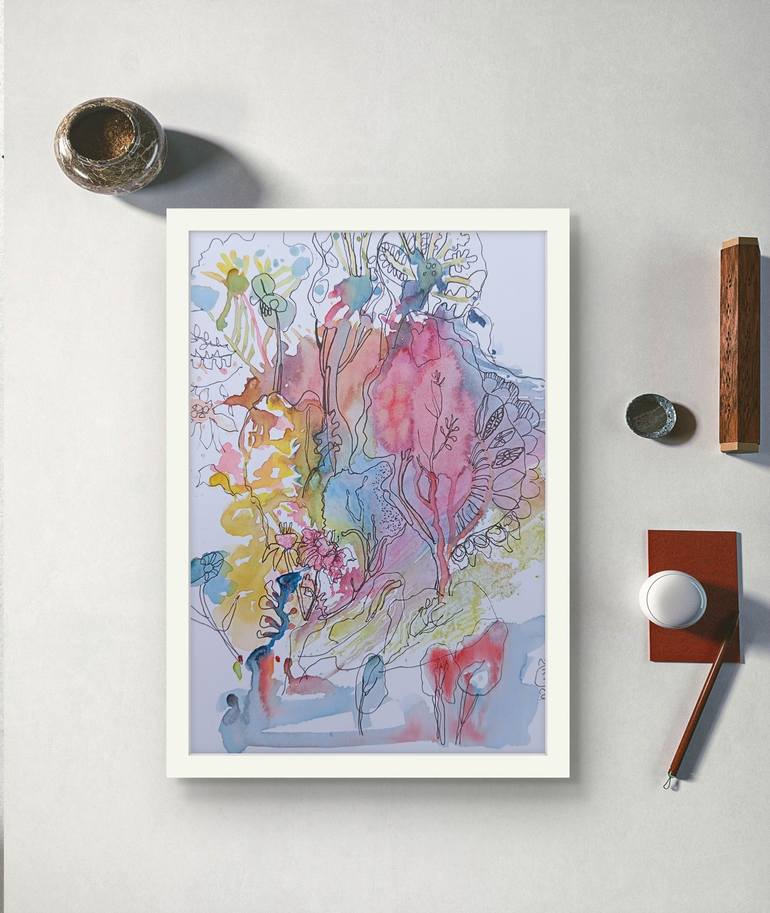 Original Abstract Floral Drawing by Iryna Kindritska