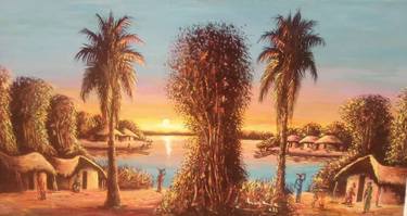 Village Sun set Painting thumb