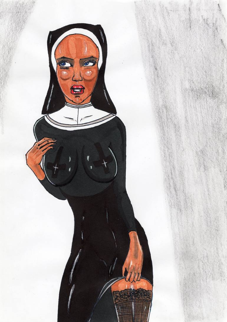 Sexy Nun Drawing by Fill Matevski | Saatchi Art