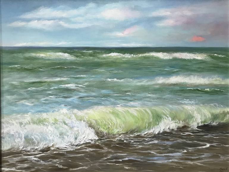 Warm wave / Sea oil painting Painting by Olga Tikhomirova | Saatchi Art