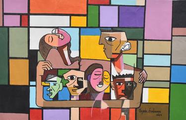 Original Abstract Family Painting by Ifeoluwapo Olojede