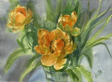 Bouquet of yellow tulips thumb