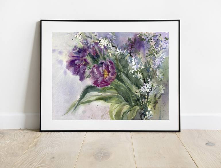 Original Illustration Floral Painting by Svitlana Lagutina