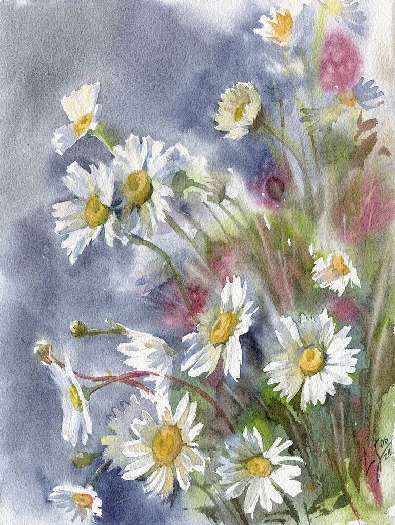 Summer bouquet with daisies Painting by Svitlana Lagutina | Saatchi Art