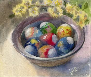 Easter eggs and a willow twig thumb