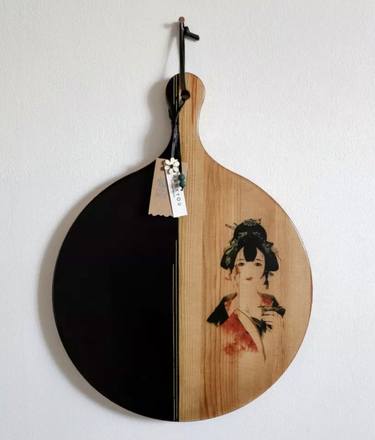 Handmade board epoxy resin wood painting „Geisha” thumb