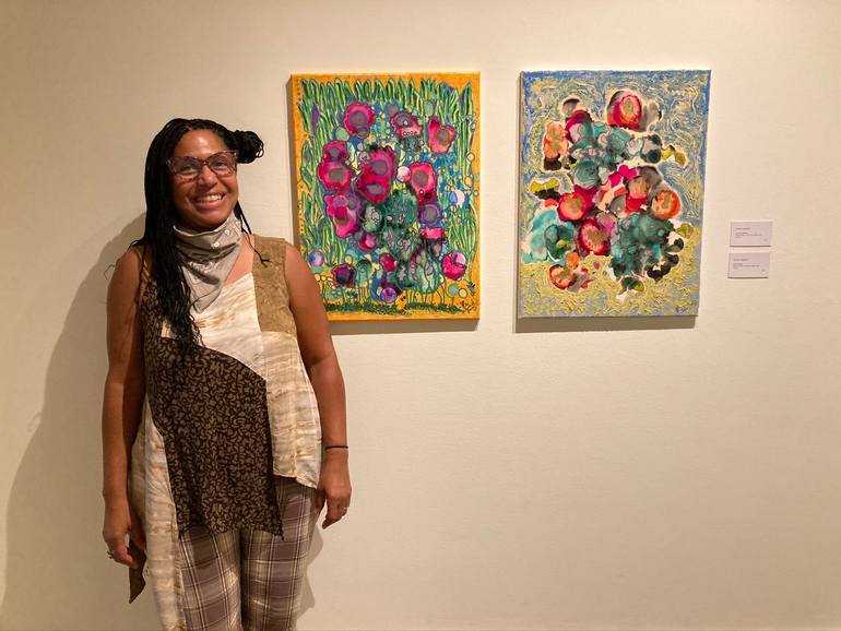 Original Abstract Floral Painting by Teresa Vazquez