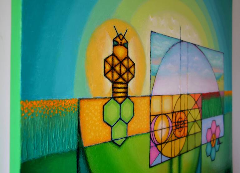 Original Modernism Geometric Painting by Kuvandik Dusmanov