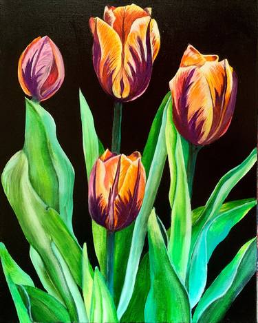 Original Fine Art Floral Paintings by Navneeta Katare