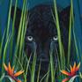 Acrylic jaguar hiding in the tall grass