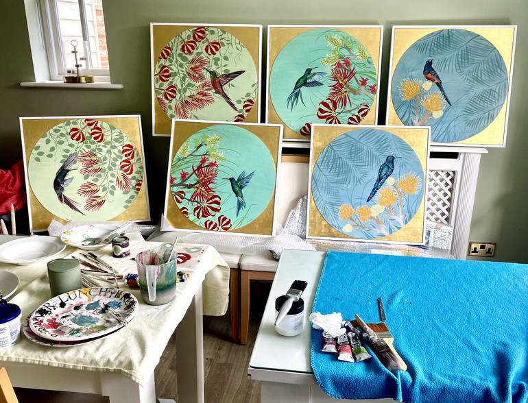 Original Art Deco Nature Painting by Deborah Jones