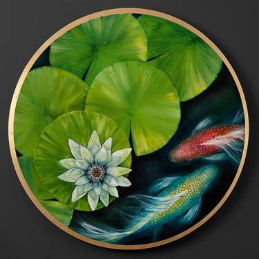 The Lily On The Pond - Gold Leafed Acrylic Orb thumb