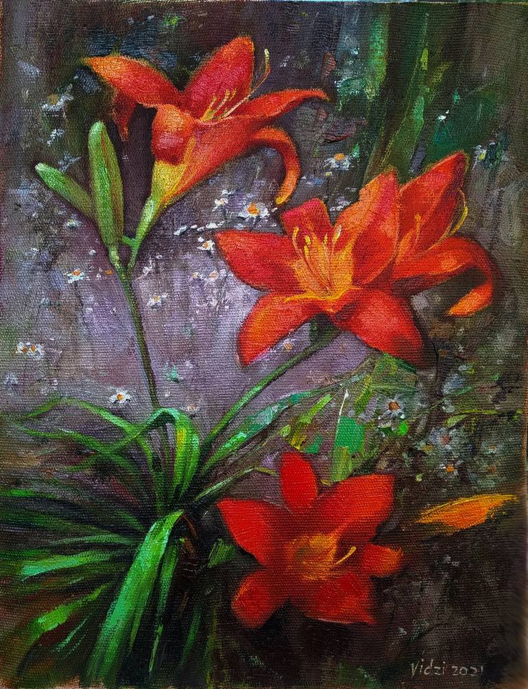 Daylily Painting by Nataliia Vidzivats | Saatchi Art