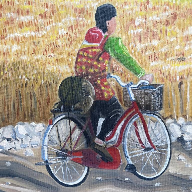 Original Expressionism Bicycle Painting by Roger Shepherd