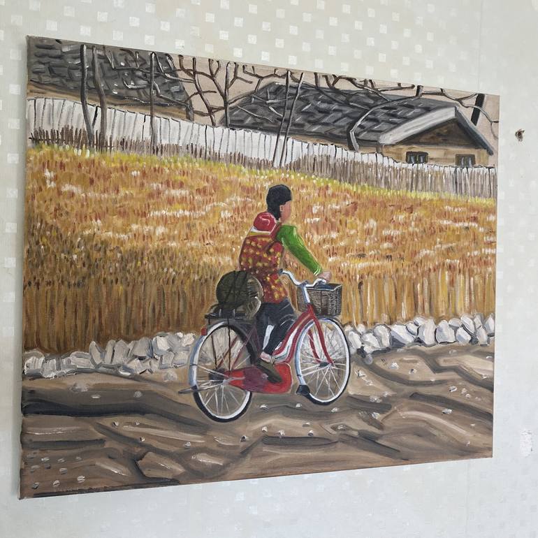 Original Expressionism Bicycle Painting by Roger Shepherd