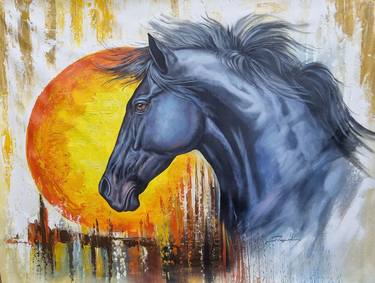Original Abstract Horse Paintings by Pramod Kumar