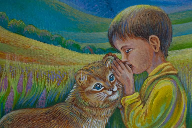 Original Art Deco Children Painting by Marina Gromova