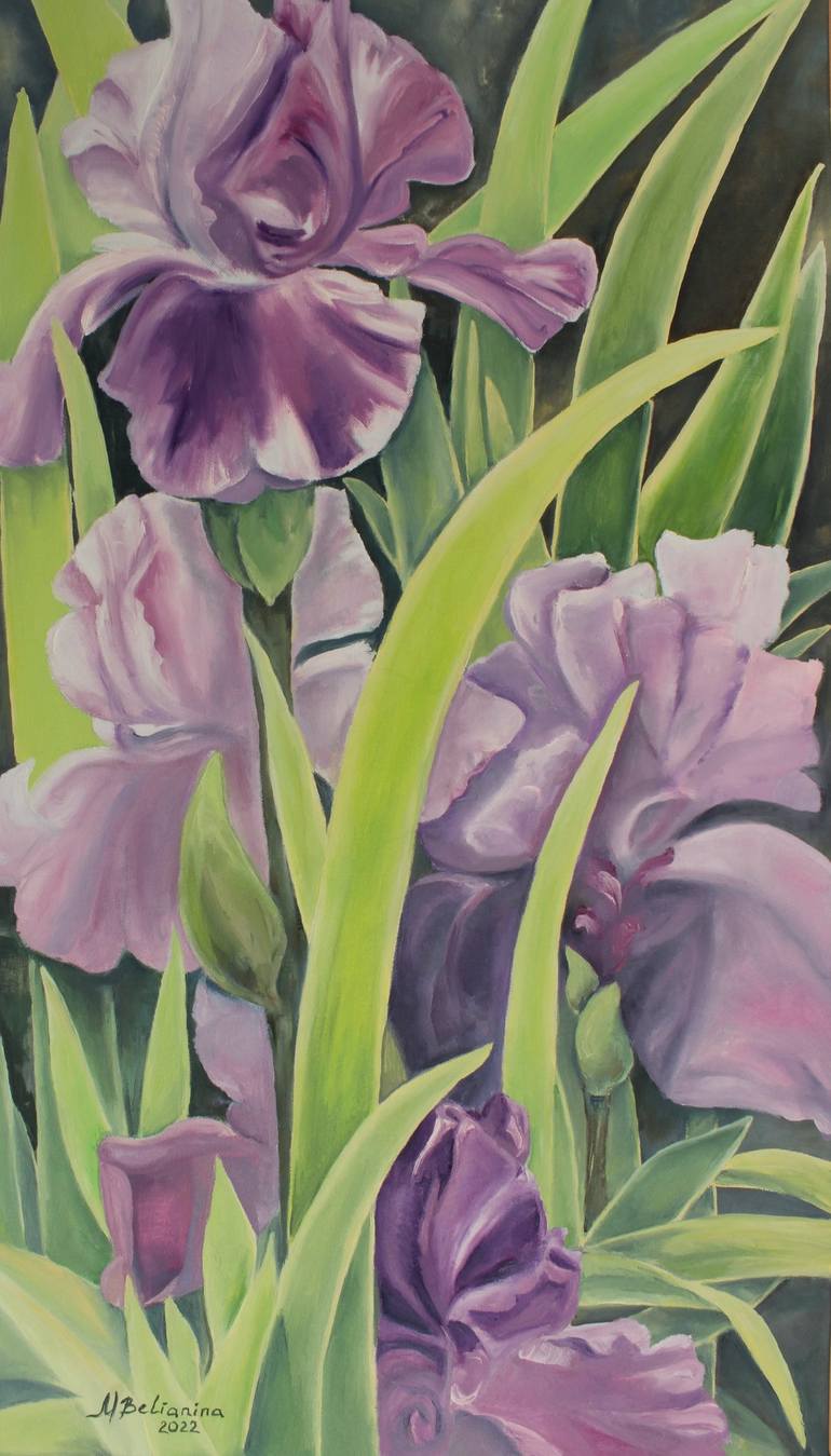 Irises bloom №4 Painting by Mariia Belianina Saatchi Art