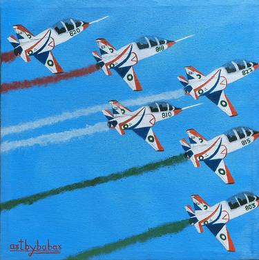 Acrylic Painting of Sherdils Squad in Sky on 18 * 18 Canvas thumb