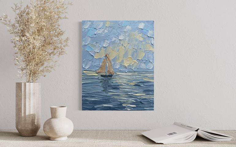 Original Impressionism Seascape Painting by Guzaliya Xavier