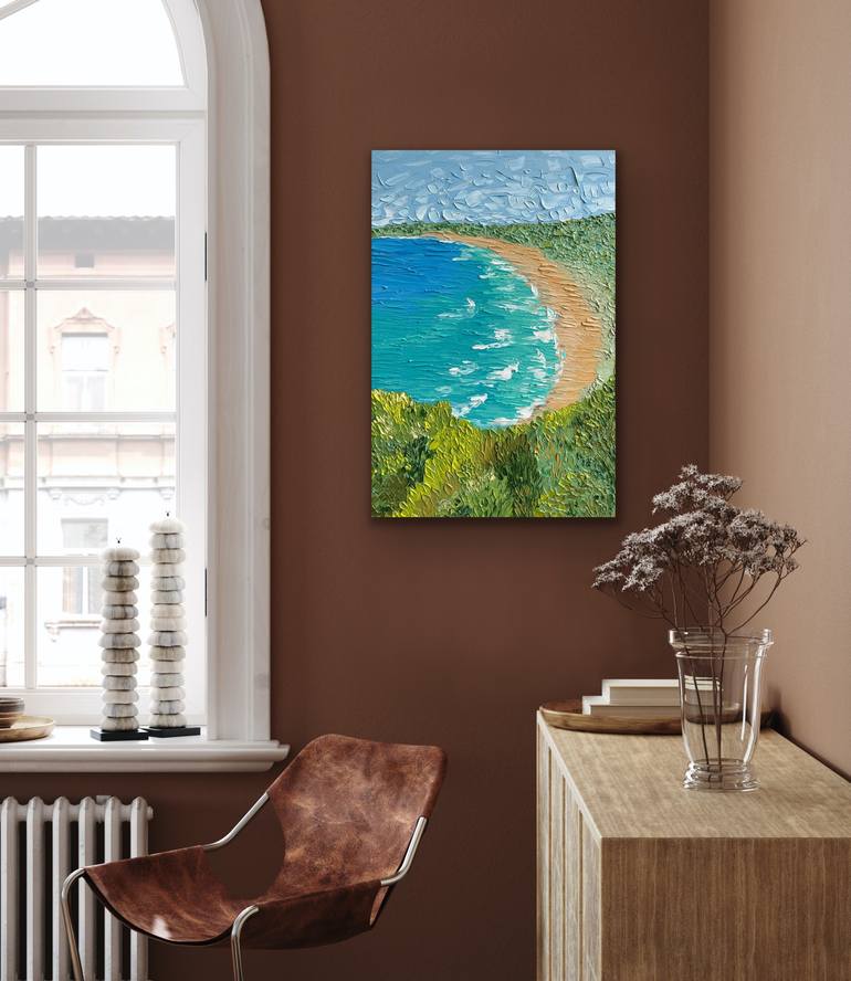 Original Expressionism Beach Painting by Guzaliya Xavier