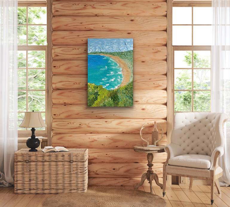 Original Expressionism Beach Painting by Guzaliya Xavier