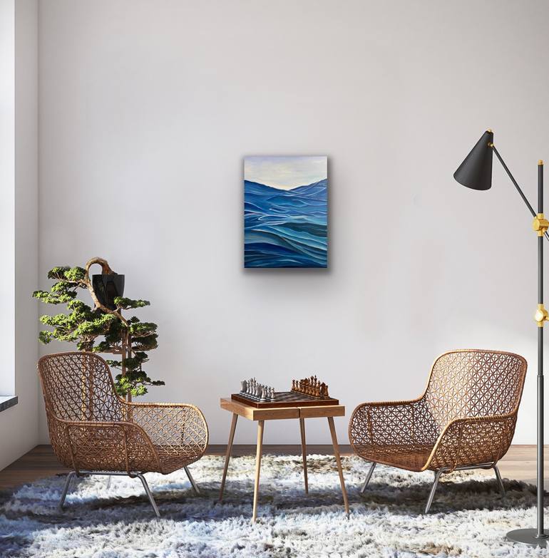 Original Minimalism Seascape Painting by Guzaliya Xavier