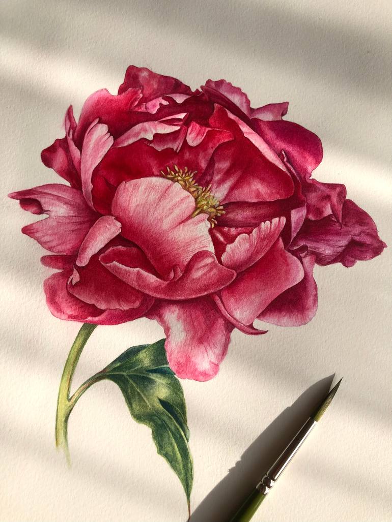 Original Illustration Floral Painting by Nataliia Kupchyk