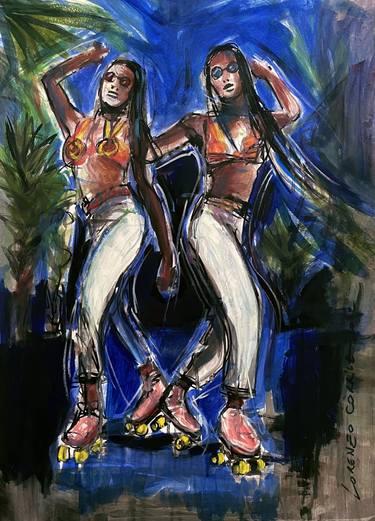 Chicas Guayaquileñas bailando disco con patines en el malecón thumb