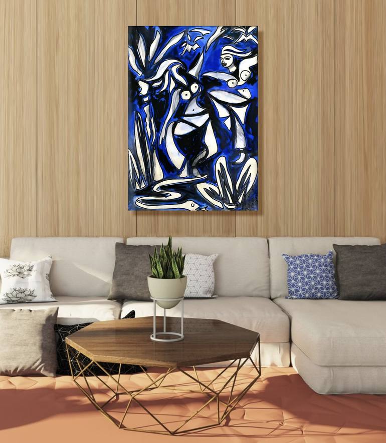 Original Abstract Expressionism Erotic Painting by Lorenzo Corriez