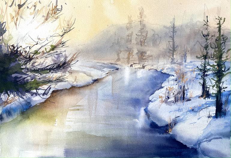 Ice river Painting by Anna Boginskaia | Saatchi Art