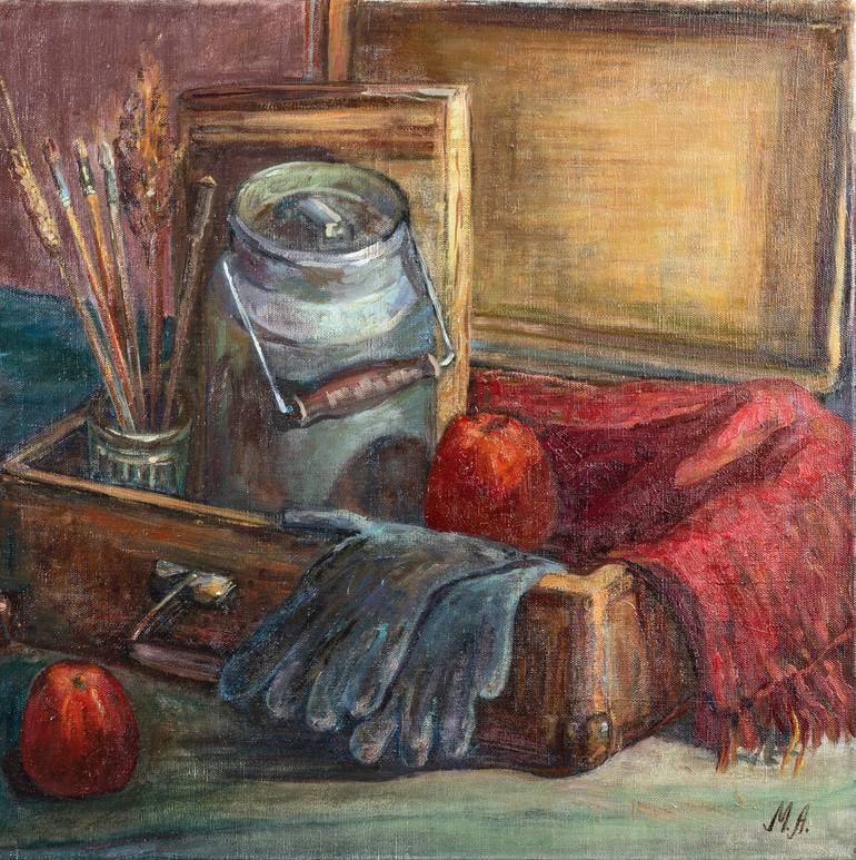 Still life with brushes Painting by Maria Erofalova | Saatchi Art