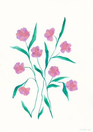 Original Fine Art Floral Drawings by Maya Mulvey-Santana