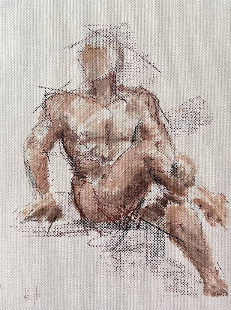 Male nude figure study Painting by Kathleen Tappin-Hughes | Saatchi Art