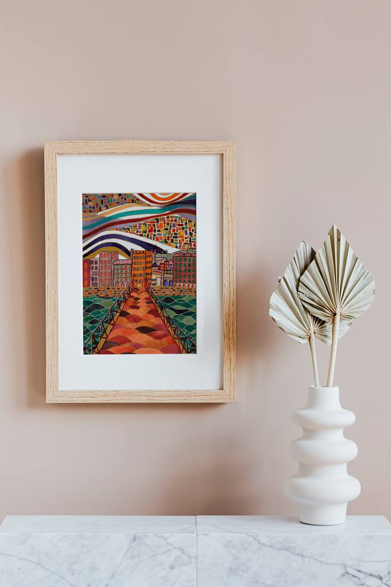 Original Folk Cities Painting by Sarah Connor'S