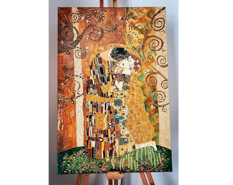 Creative Reproduction of 'The Kiss', Ode to Gustav Klimt Sculpture