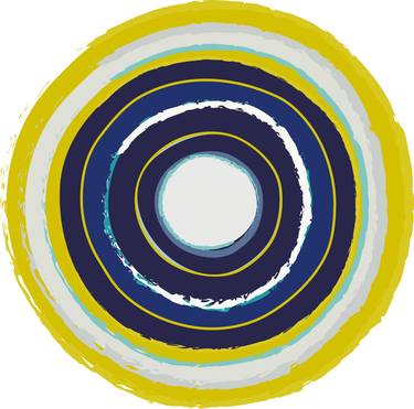 Geometric Circles in Midnight Navy Blue and Yellow thumb