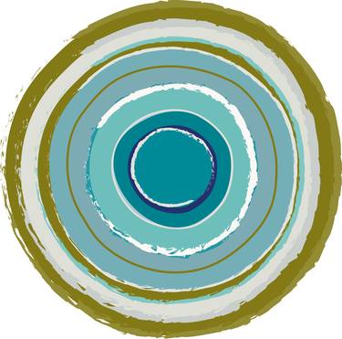 Geometric Circles in Olive and Teal Blues thumb